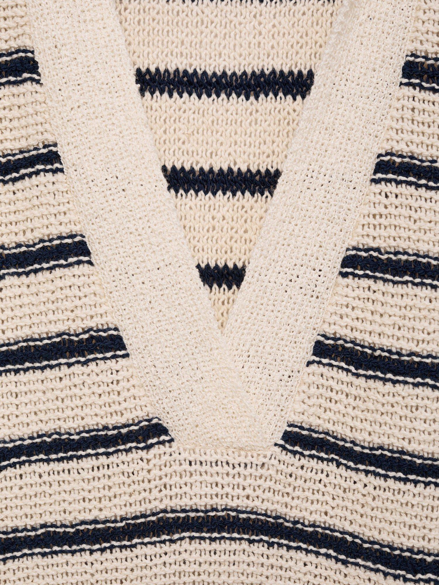 Product image 5 of 7, which shows Mango Tunis Stripe Knit Dress, Navy, 4