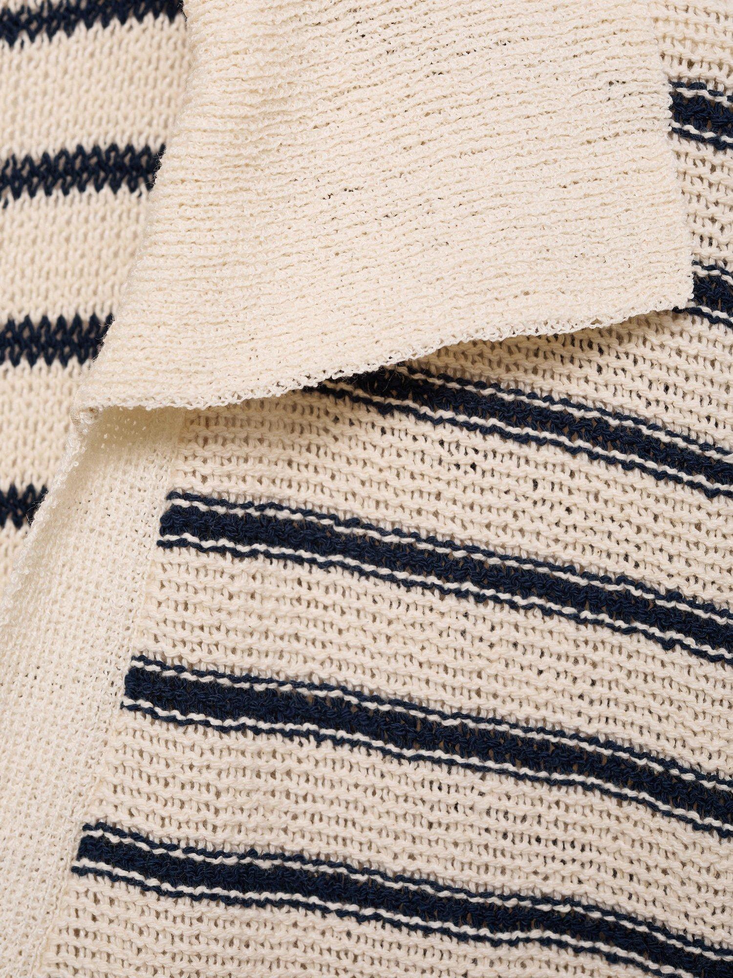 Product image 7 of 7, which shows Mango Tunis Stripe Knit Dress, Navy, 4