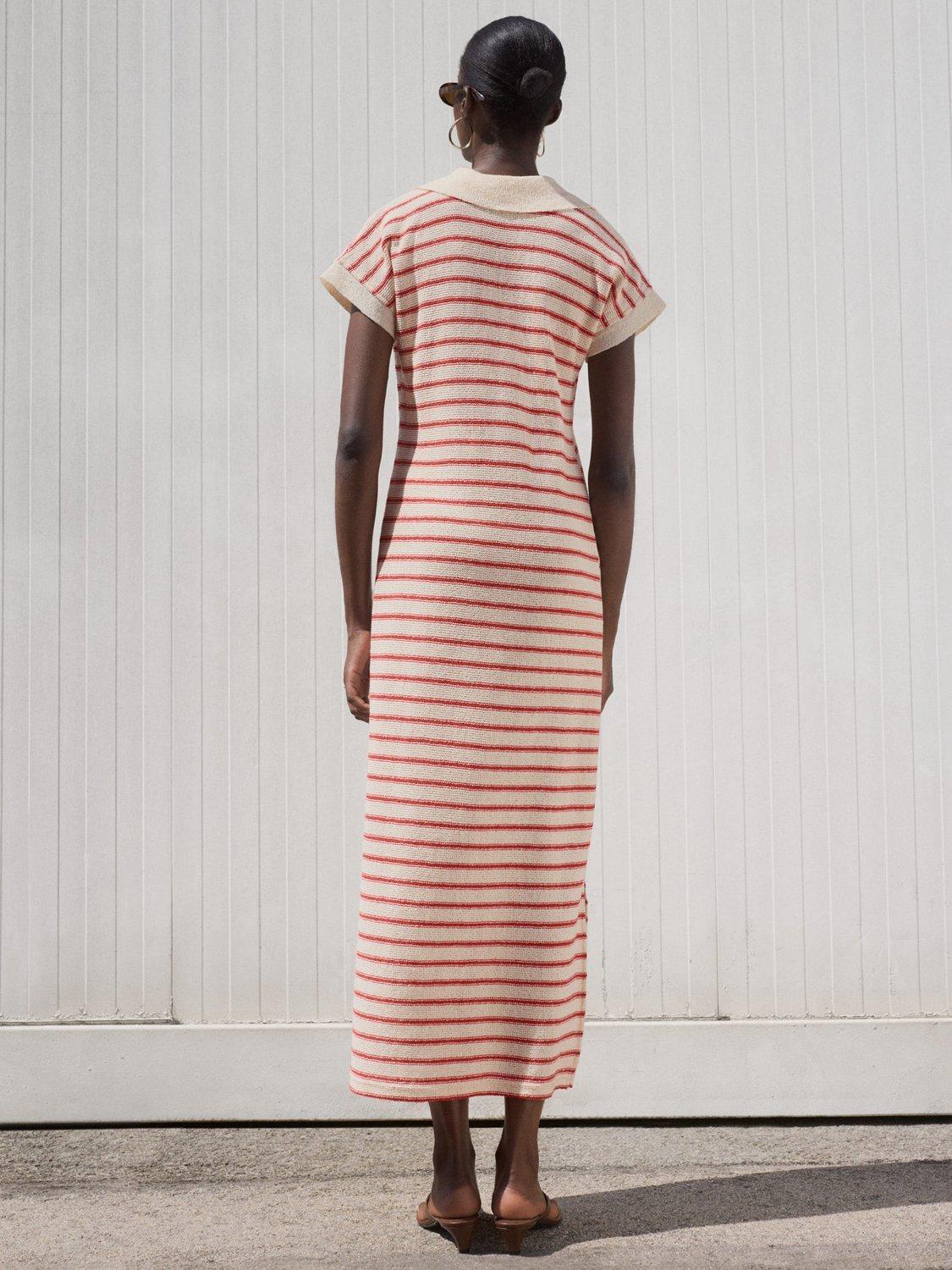 Product image 4 of 7, which shows Mango Tunis Stripe Knit Dress, Red, 4