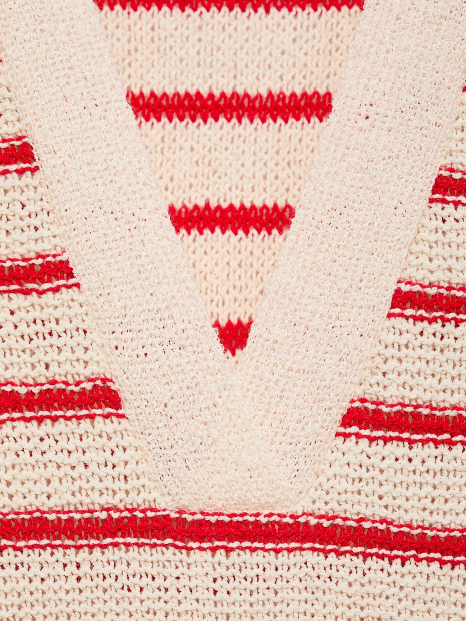 Product image 5 of 7, which shows Mango Tunis Stripe Knit Dress, Red, 4