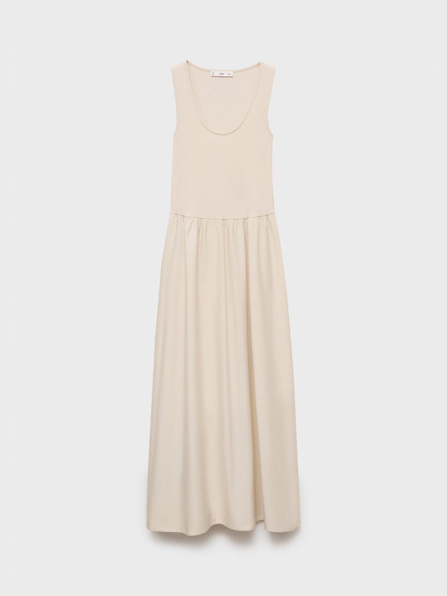 Product image 3 of 7, which shows Mango Valvi Jersey Maxi Dress, Light Beige, 10