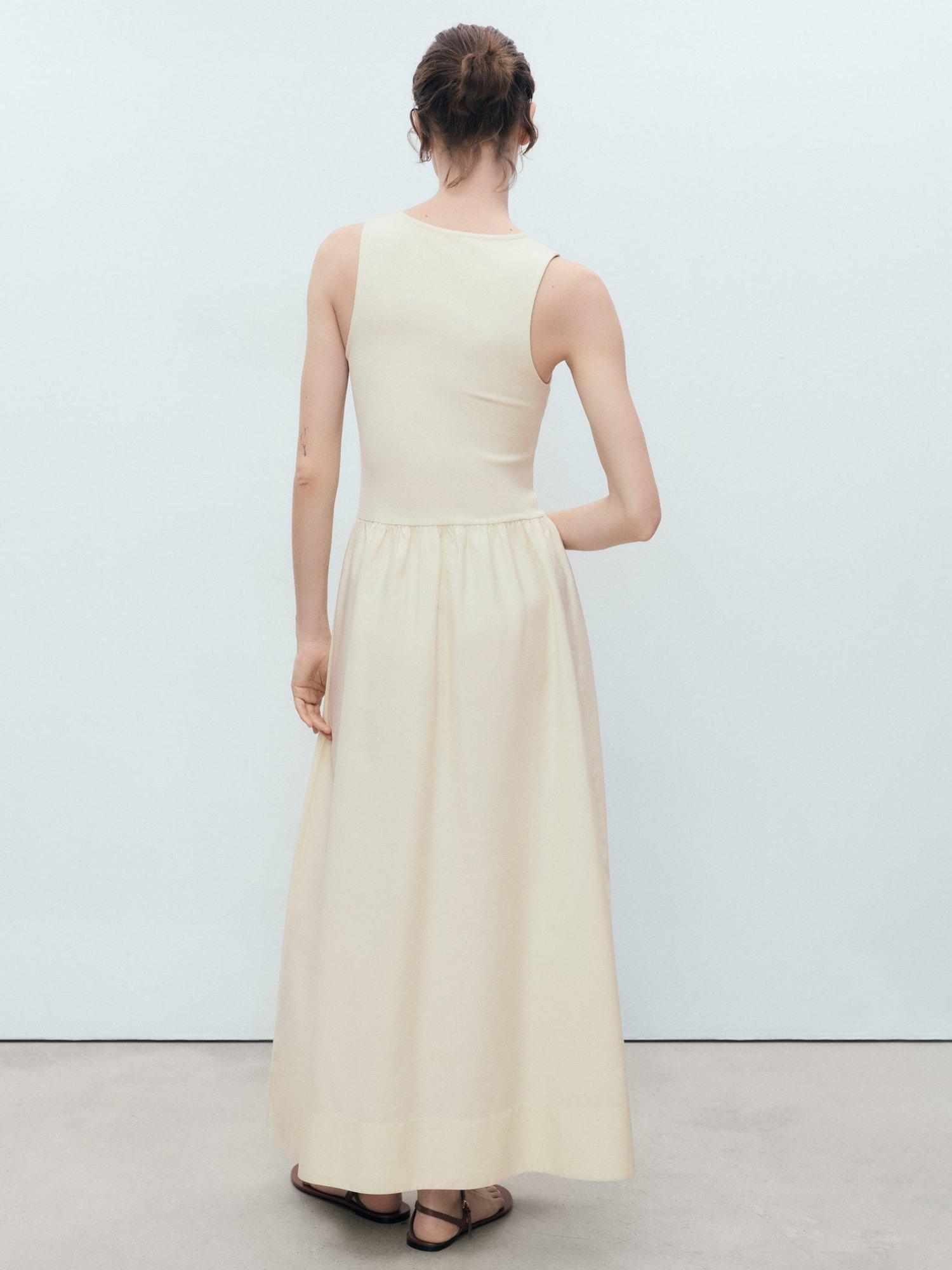 Product image 4 of 7, which shows Mango Valvi Jersey Maxi Dress, Light Beige, 10
