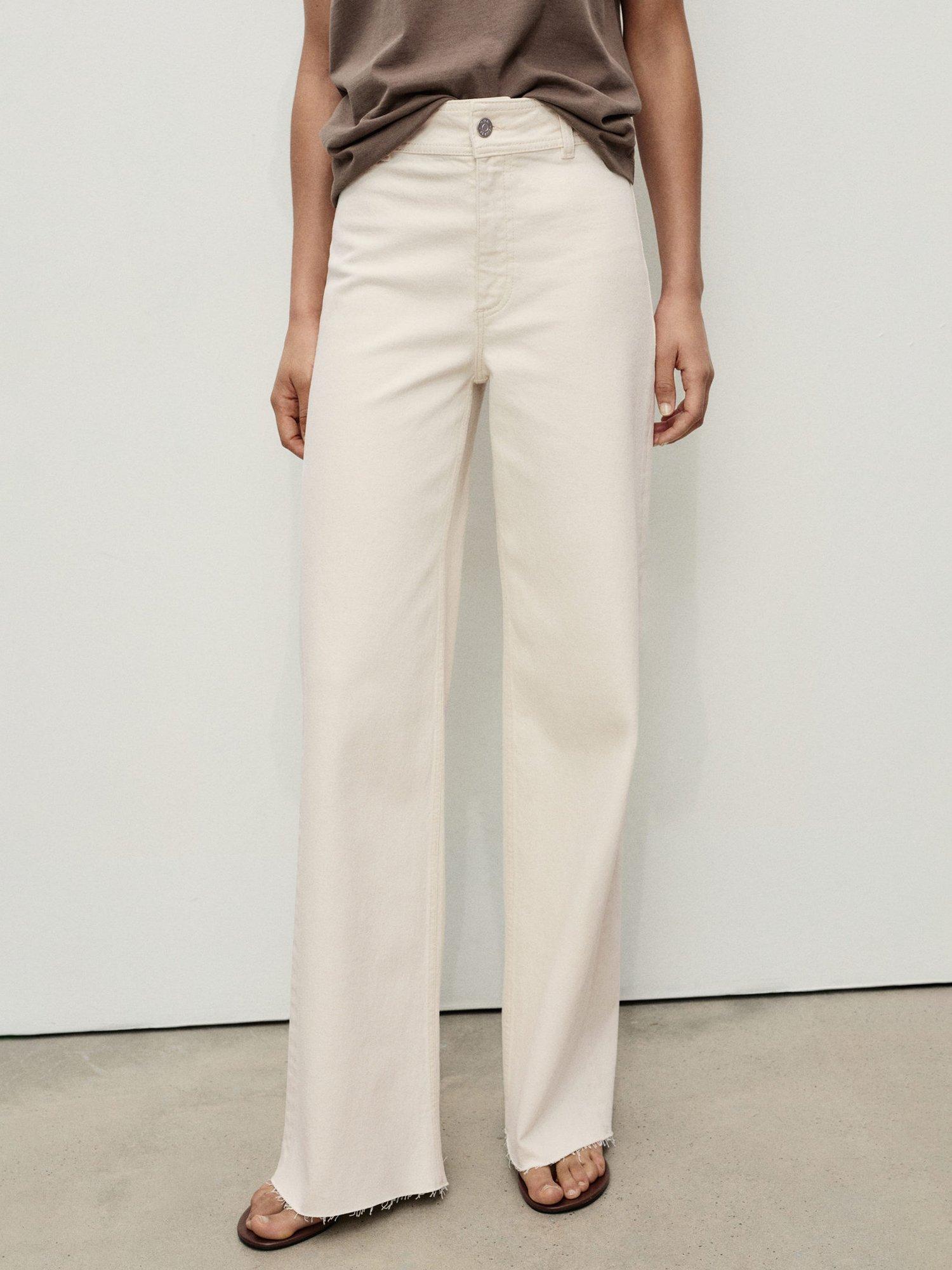 Product image 1 of 7, which shows Mango Catherin High Rise Culotte Jeans, Natural White, 10