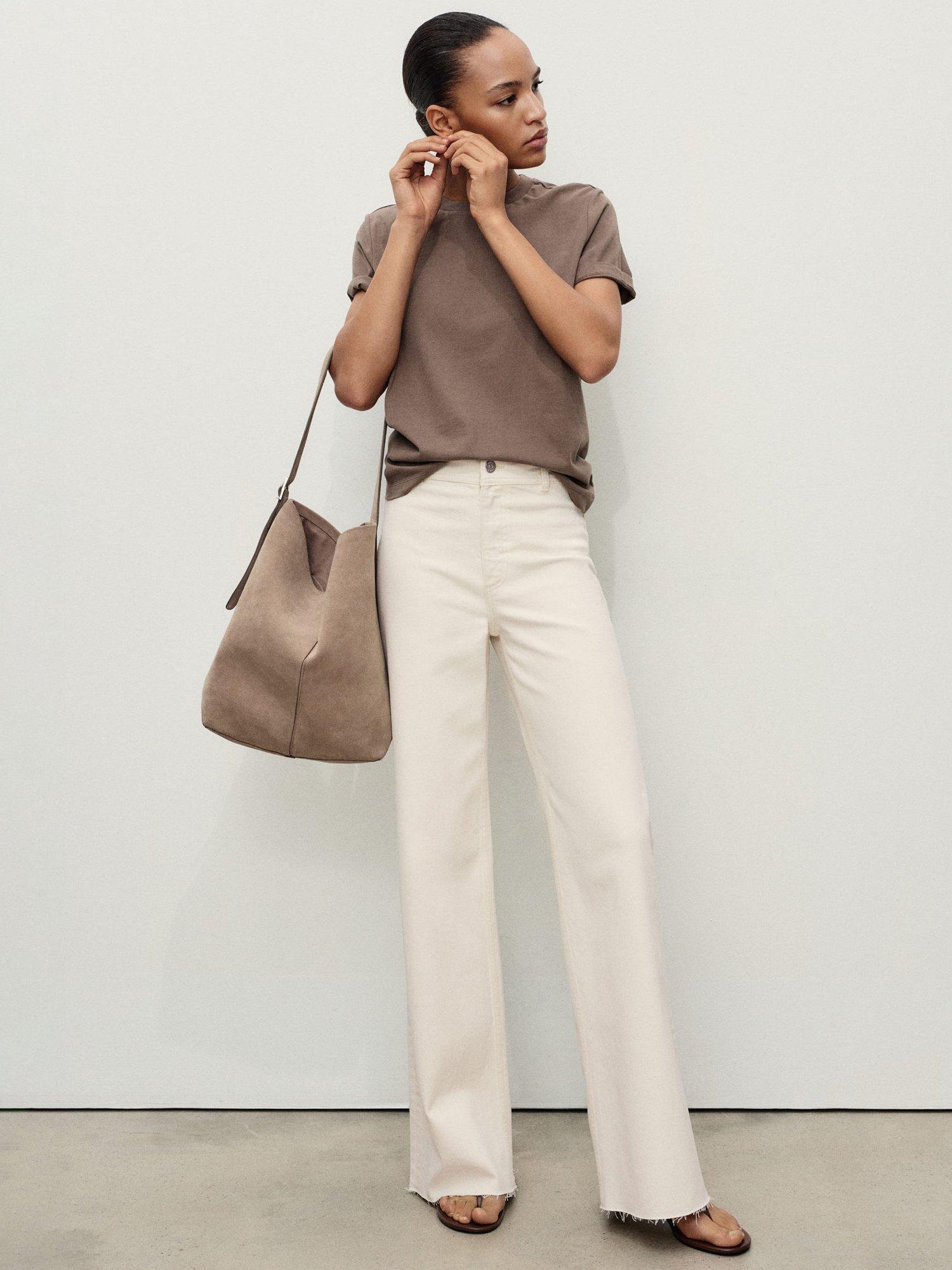 Product image 2 of 7, which shows Mango Catherin High Rise Culotte Jeans, Natural White, 10