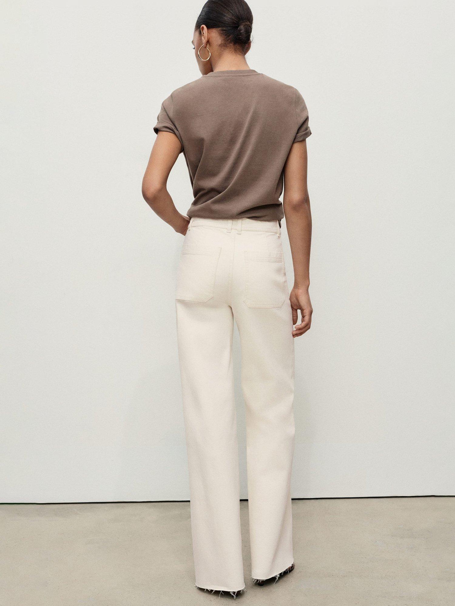 Product image 4 of 7, which shows Mango Catherin High Rise Culotte Jeans, Natural White, 10