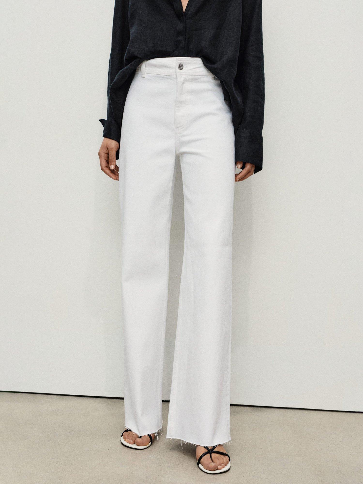 Product image 1 of 8, which shows Mango Catherin High Rise Culotte Jeans, White, 12