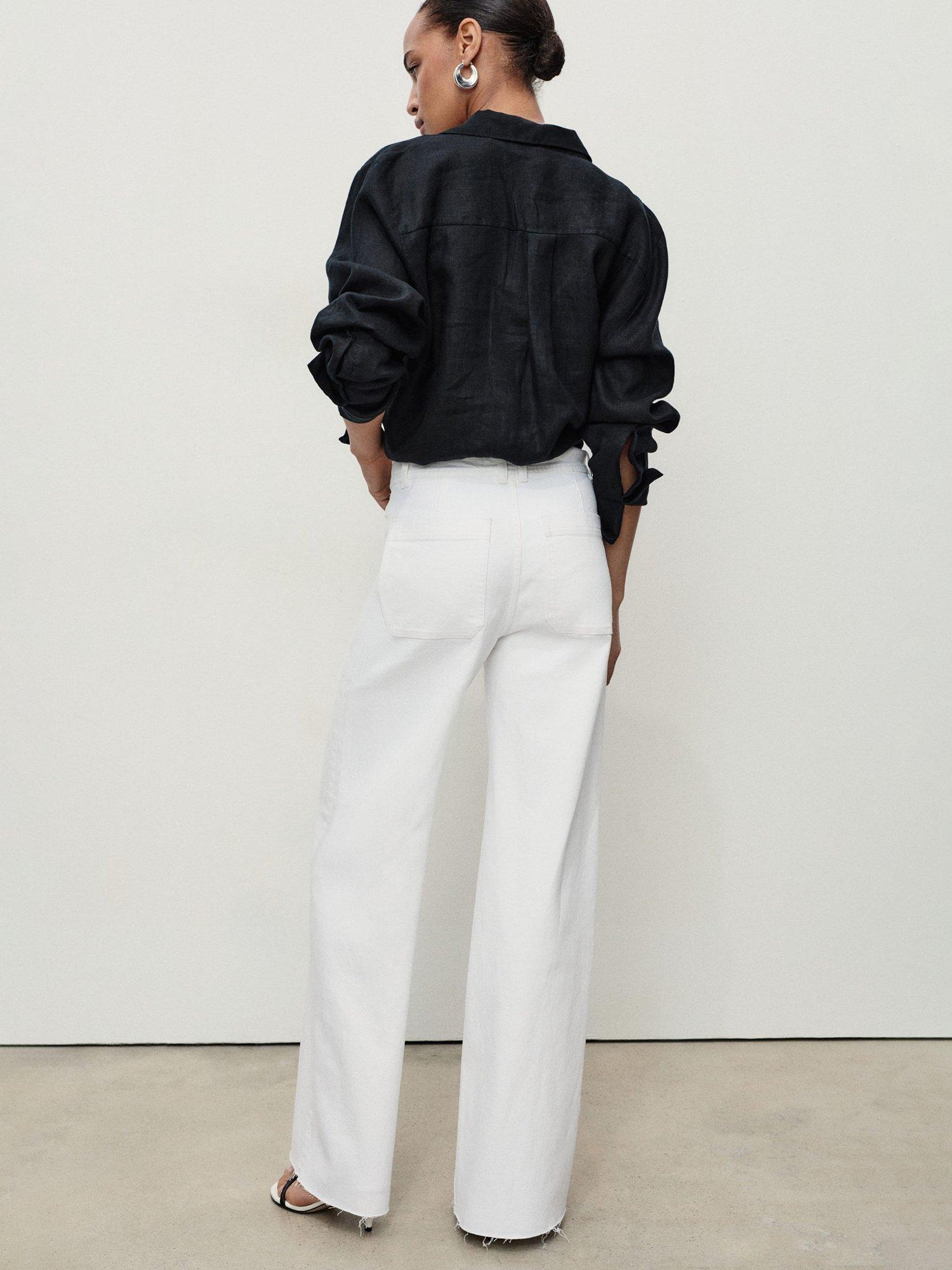 Product image 4 of 8, which shows Mango Catherin High Rise Culotte Jeans, White, 12