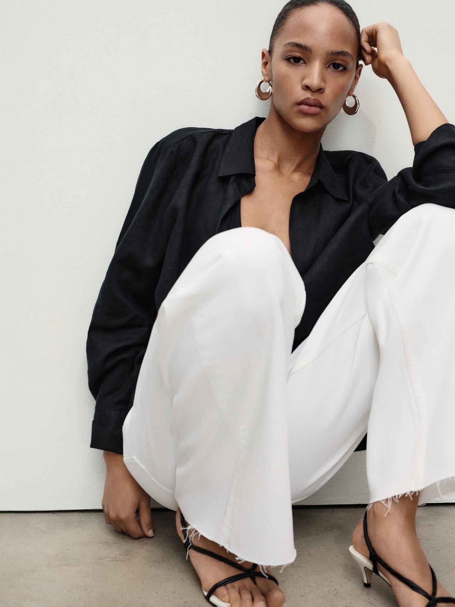 Product image 7 of 8, which shows Mango Catherin High Rise Culotte Jeans, White, 12