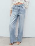 Mango Danila High Rise Wide Leg Jeans, Open Blue