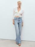 Mango Danila High Rise Wide Leg Jeans, Open Blue