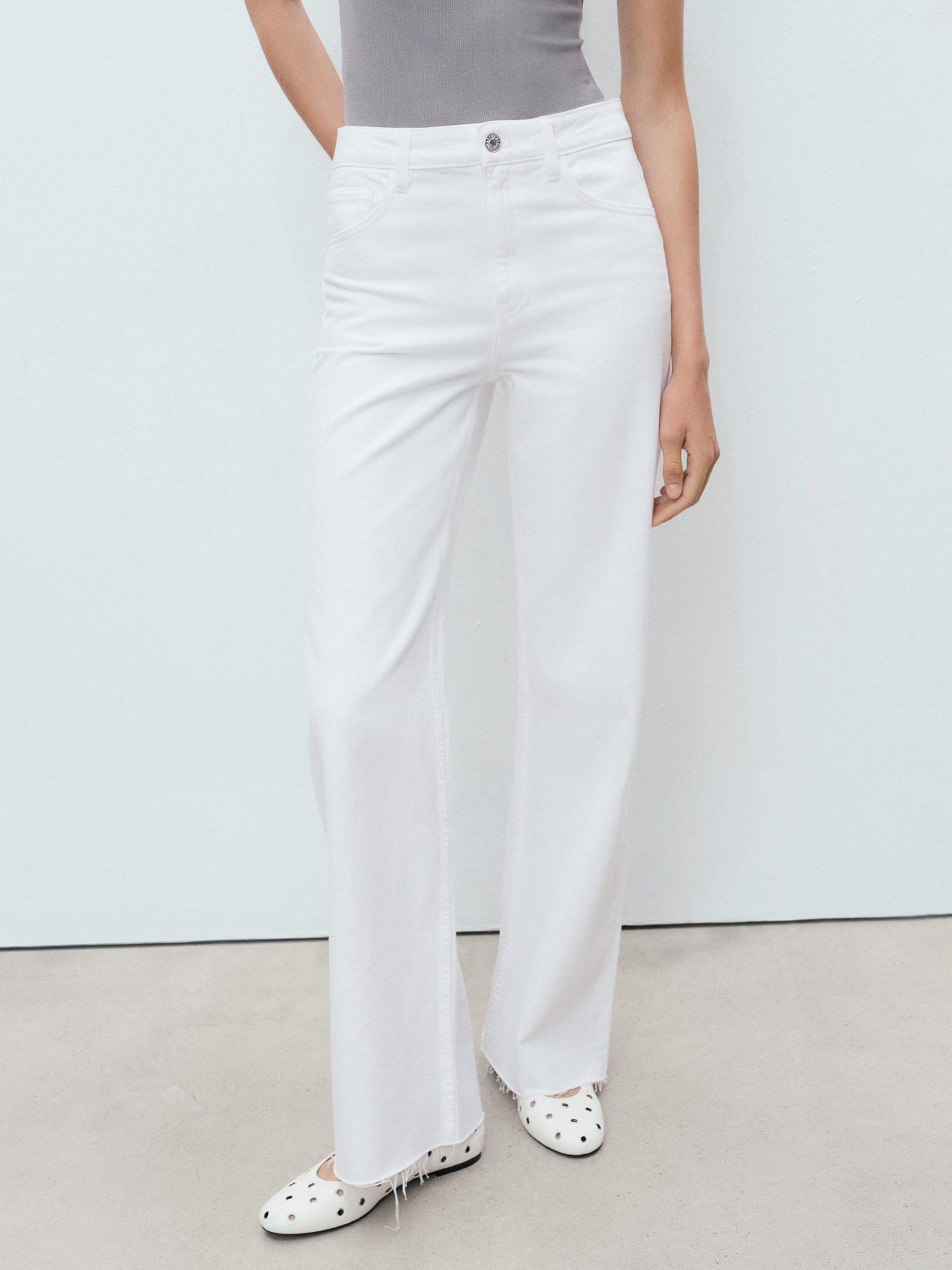 Product image 1 of 8, which shows Mango Danila High Rise Wide Leg Jeans, White, 10