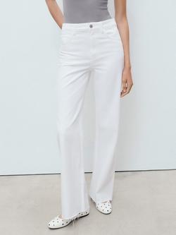 Mango Danila High Rise Wide Leg Jeans, White, White