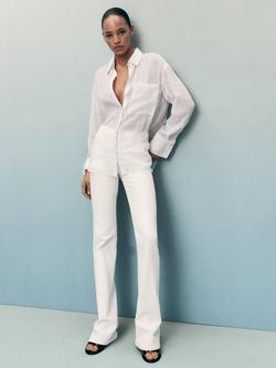 Mango Fiona Mid Rise Flared Jeans, White - view 2, White