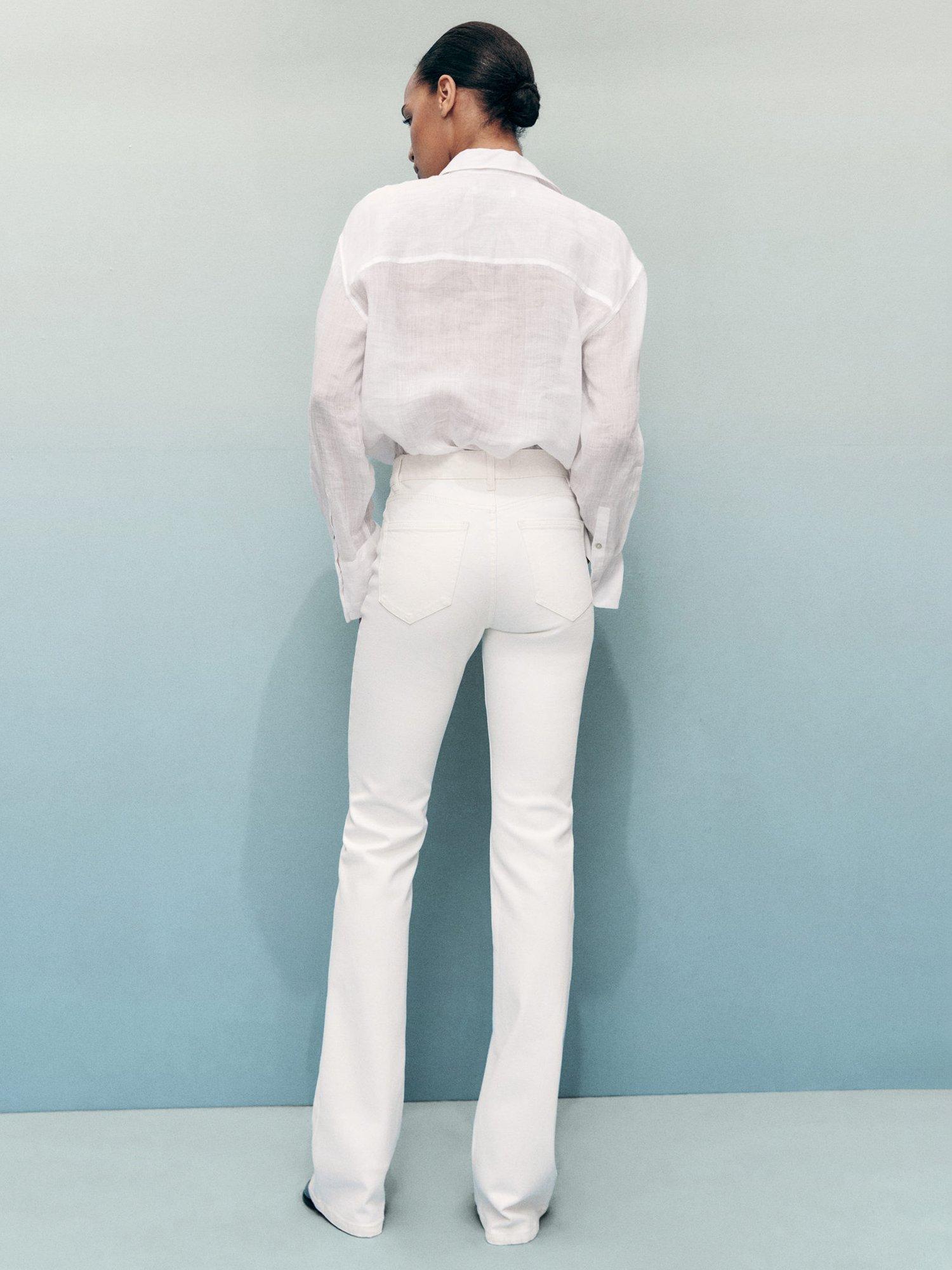 Product image 4 of 9, which shows Mango Fiona Mid Rise Flared Jeans, White, 10