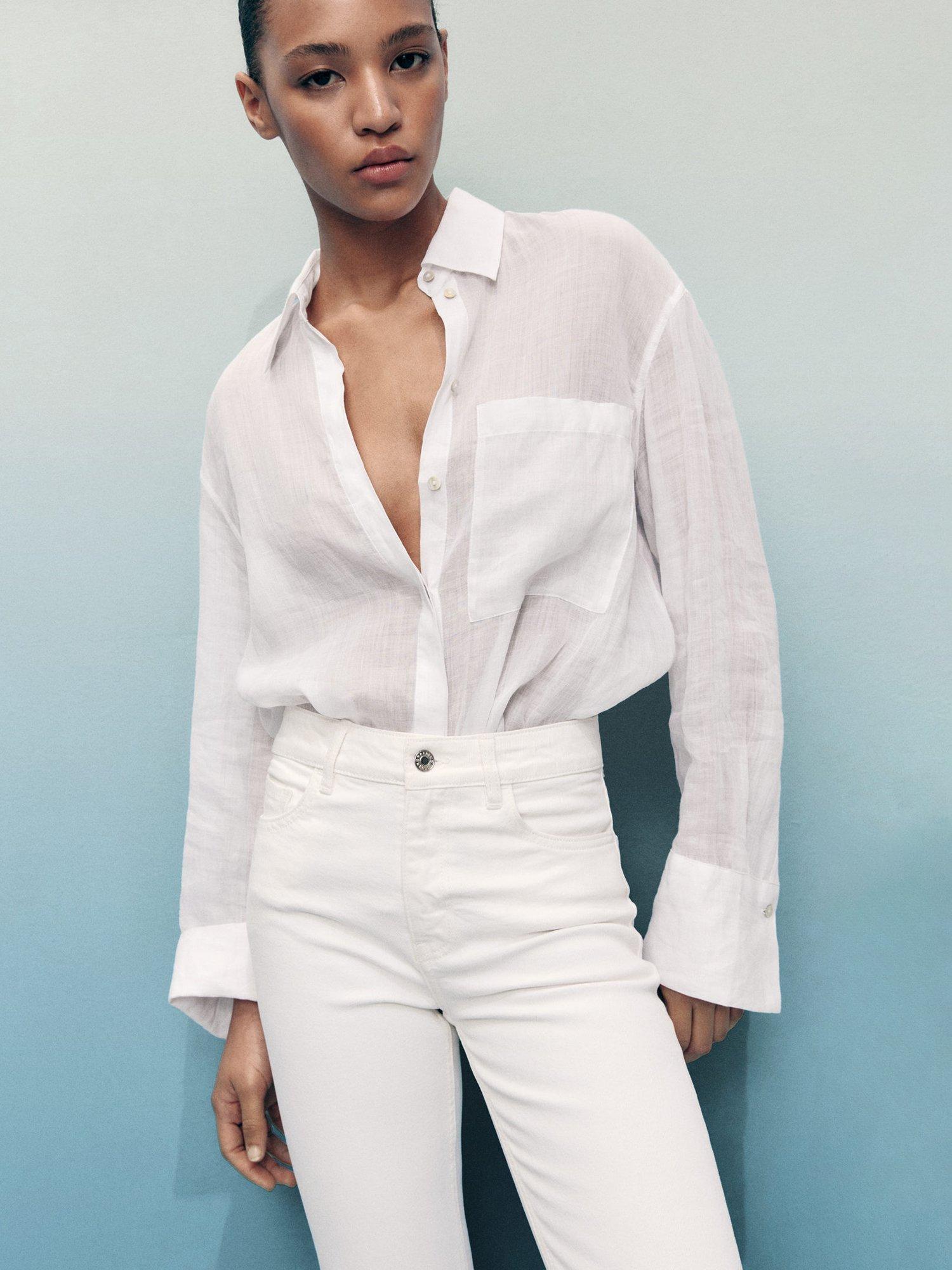 Product image 6 of 9, which shows Mango Fiona Mid Rise Flared Jeans, White, 10