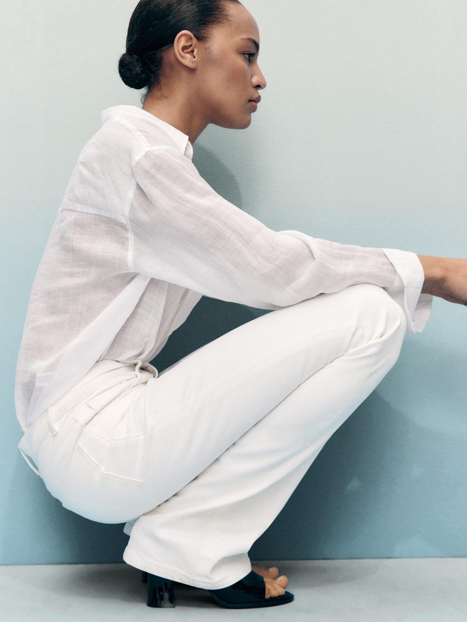 Product image 7 of 9, which shows Mango Fiona Mid Rise Flared Jeans, White, 10