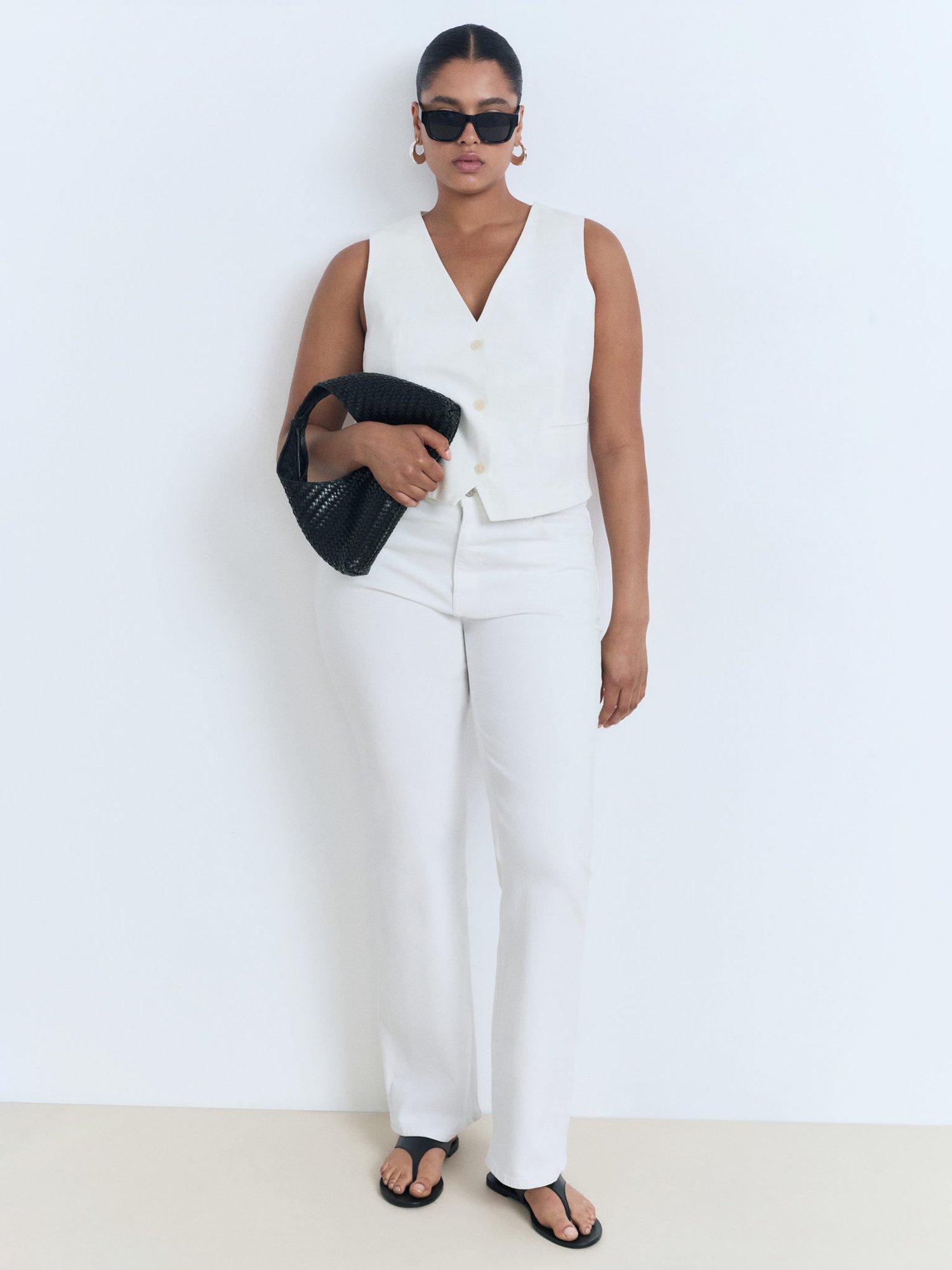 Product image 8 of 9, which shows Mango Fiona Mid Rise Flared Jeans, White, 10
