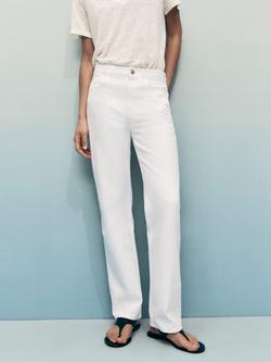 Mango Matilda Mid Rise Straight Jeans, White, White