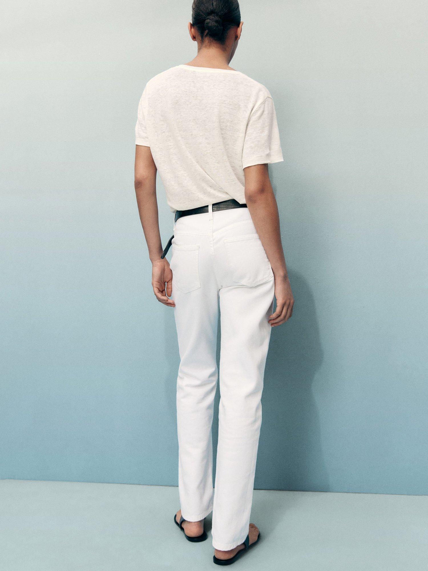 Product image 4 of 8, which shows Mango Matilda Mid Rise Straight Jeans, White, 4