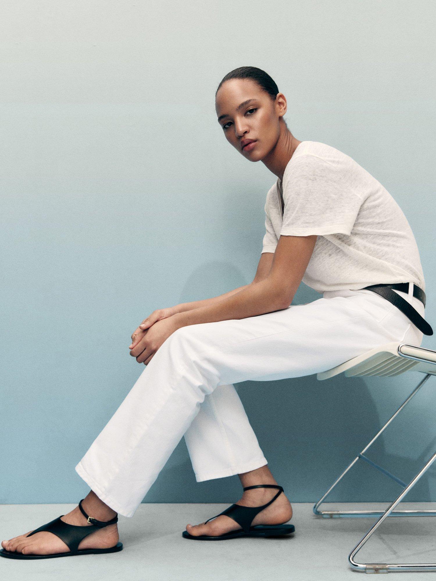 Product image 7 of 8, which shows Mango Matilda Mid Rise Straight Jeans, White, 4