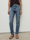 Mango High Rise Comfort Mom Jeans, Medium Blue
