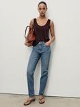 Mango High Rise Comfort Mom Jeans, Medium Blue