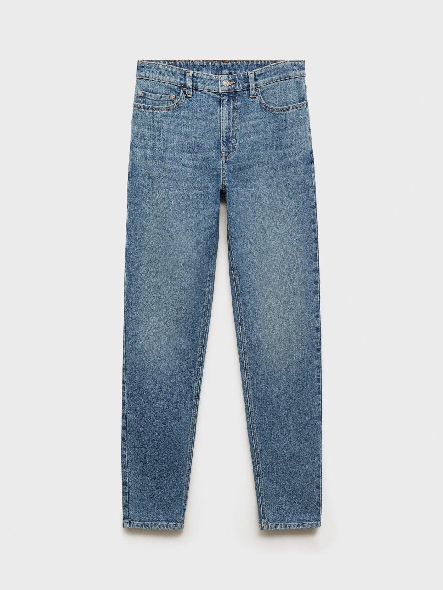 Product image 3 of 8, which shows Mango High Rise Comfort Mom Jeans, Medium Blue, 10