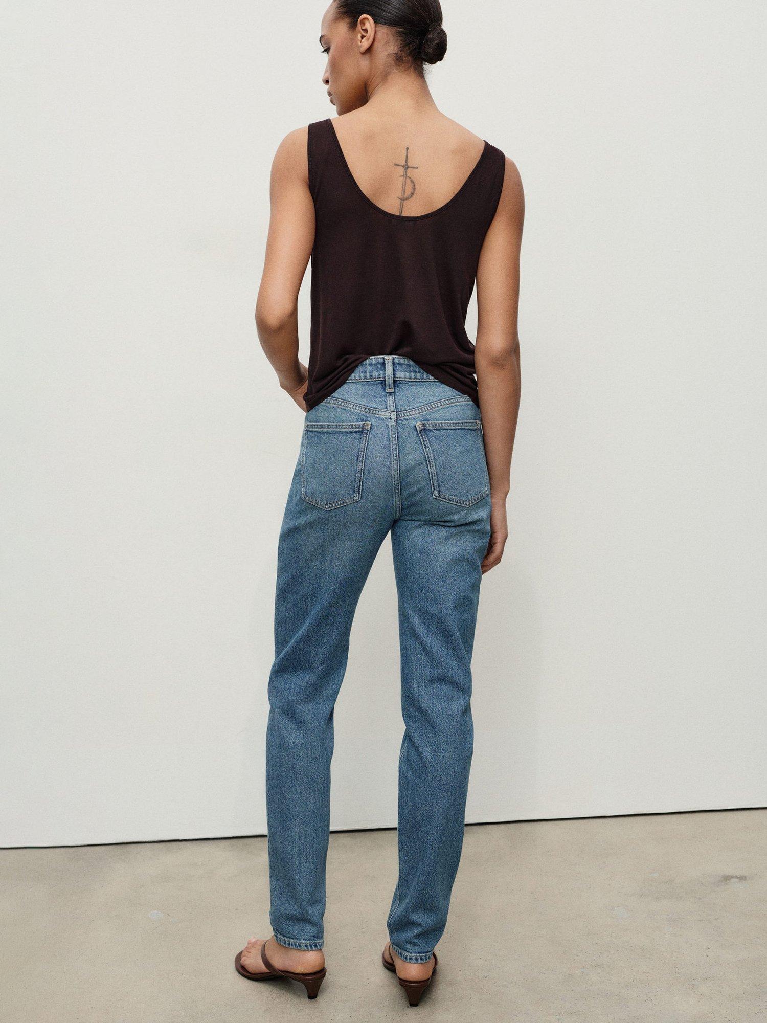 Product image 4 of 8, which shows Mango High Rise Comfort Mom Jeans, Medium Blue, 10