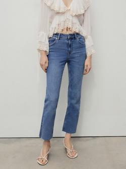 Mango Sienna Flared Cropped Jeans, Open Blue