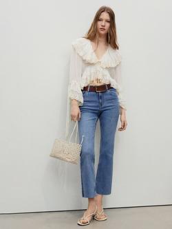 Mango Sienna Flared Cropped Jeans - view 2, Open Blue