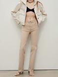 Mango Sienna Flared Cropped Jeans, Light Pastel Brown