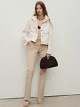 Mango Sienna Flared Cropped Jeans, Light Pastel Brown