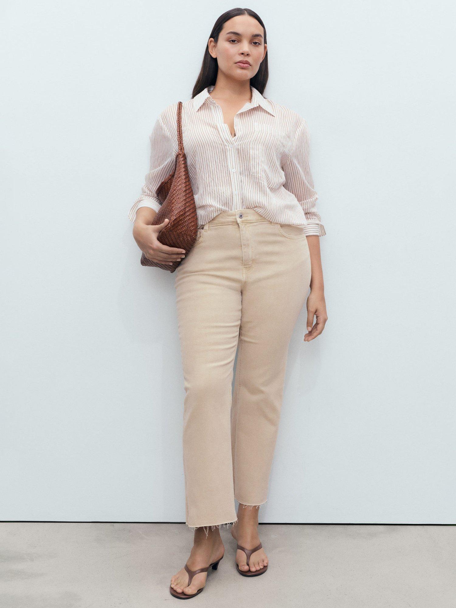 Product image 8 of 9, which shows Mango Sienna Flared Cropped Jeans, Light Pastel Brown, 6