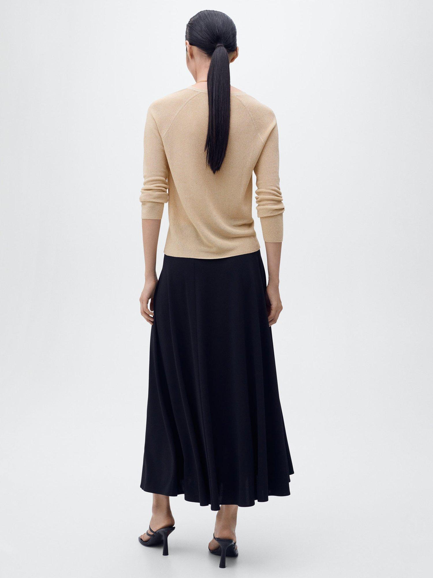 Product image 4 of 7, which shows Mango Kling Fine Knit V-Neck Jumper, Gold, XXXL