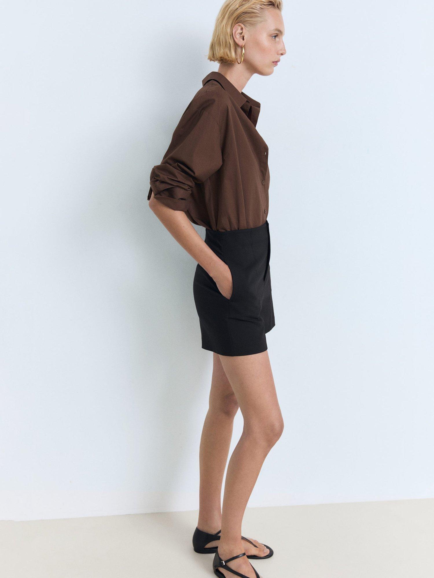 Product image 7 of 8, which shows Mango Malu High Waisted Shorts, Black, 8