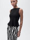 Mango Coqui Seam Detail Peplum Top, Black