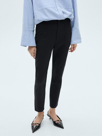 Mango Malu Straight Trousers, Black