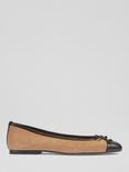 L.K.Bennett Kara Suede and Leather Toe Cap Ballet Pumps, Sand