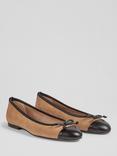 L.K.Bennett Kara Suede and Leather Toe Cap Ballet Pumps, Sand