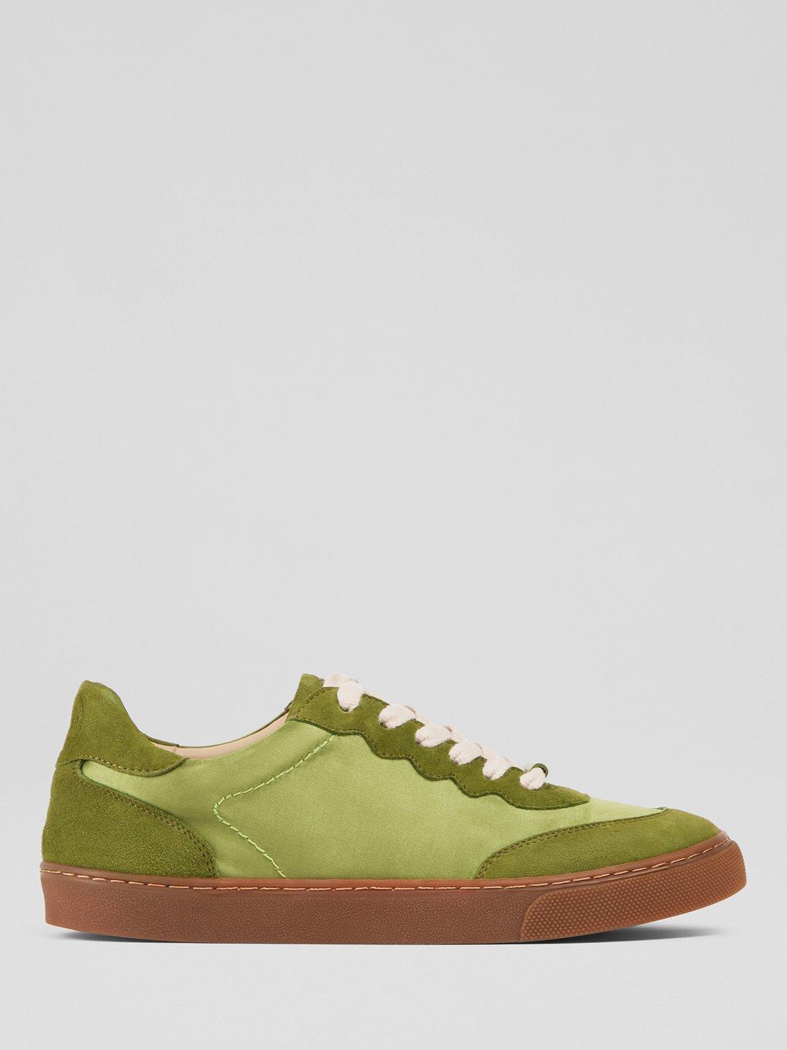Product image 1 of 3, which shows L.K.Bennett LKB Runner Suede Blend Trainers, Olive, 3