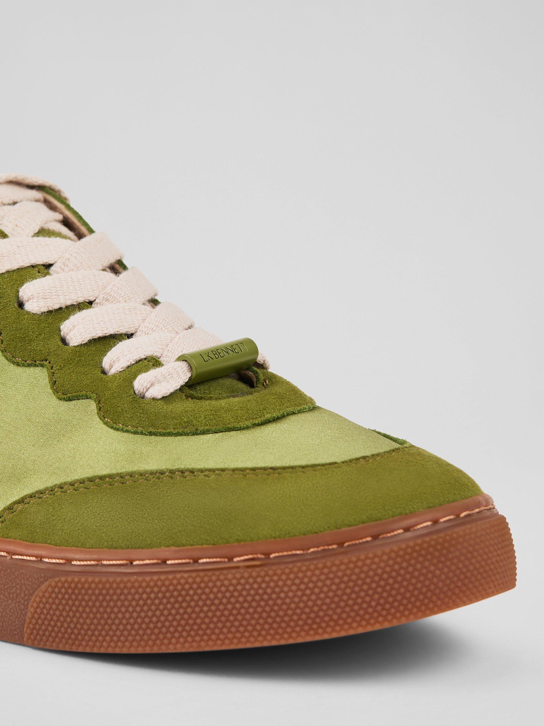 Product image 3 of 3, which shows L.K.Bennett LKB Runner Suede Blend Trainers, Olive, 3