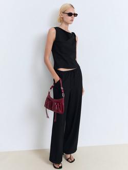 Mango Riga Asymmetric Drape Top, Black - view 2, Black