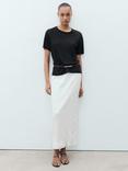 Mango Lenu Pure Linen T-Shirt, Black