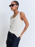 Mango Lini Strappy Pure Linen Top, Light Beige