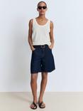 Mango Lini Strappy Pure Linen Top, Light Beige