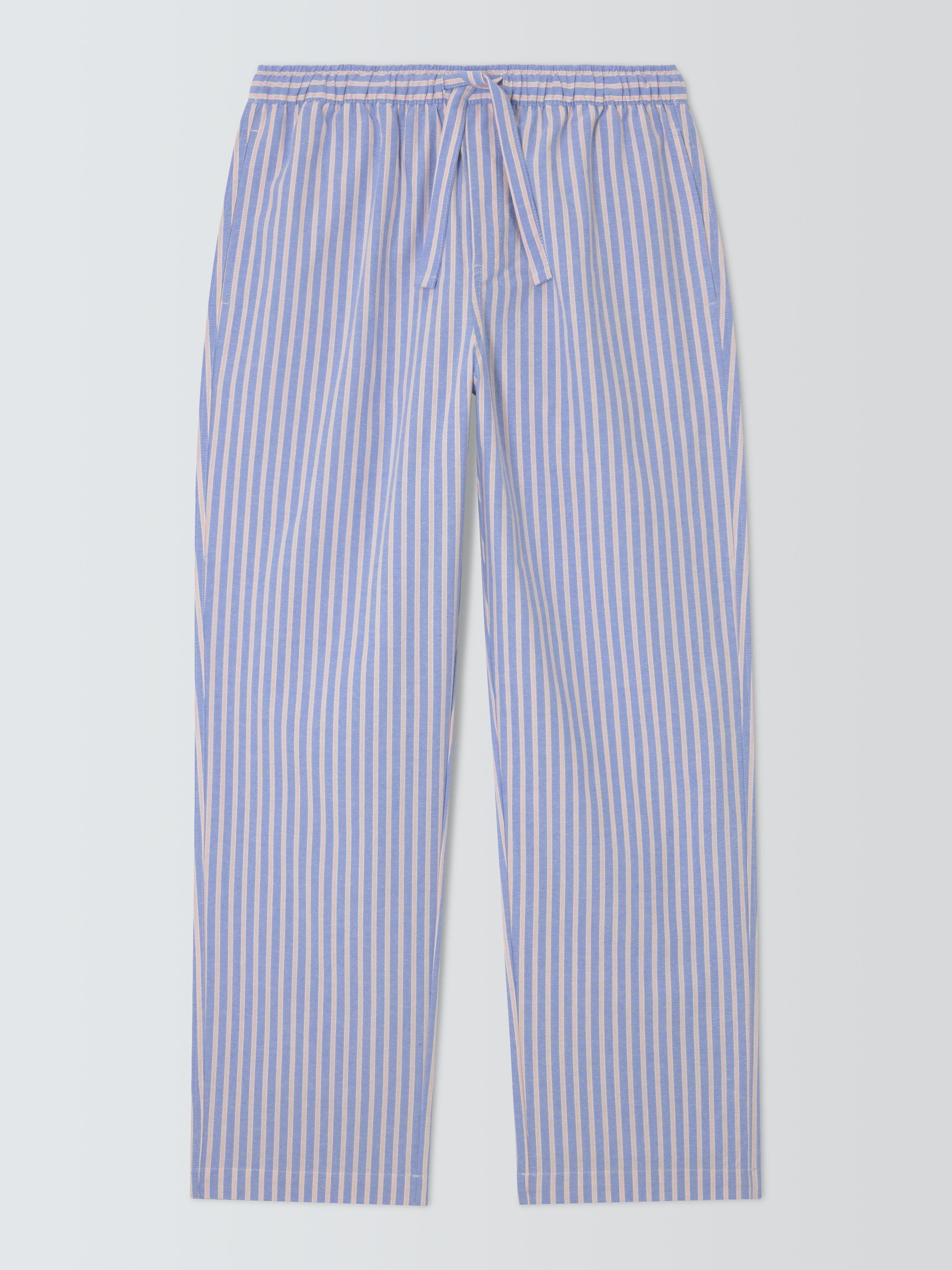 Product image 4 of 6, which shows John Lewis Stripe Organic Cotton Pyjama Bottoms, Blue Light, S