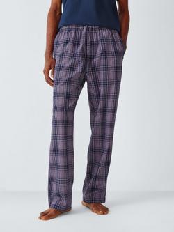 John Lewis Check Organic Cotton Pyjama Bottoms, Pink Mid, Pink Mid