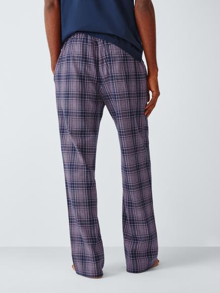 John Lewis Check Organic Cotton Pyjama Bottoms, Pink Mid - view 2, Pink Mid