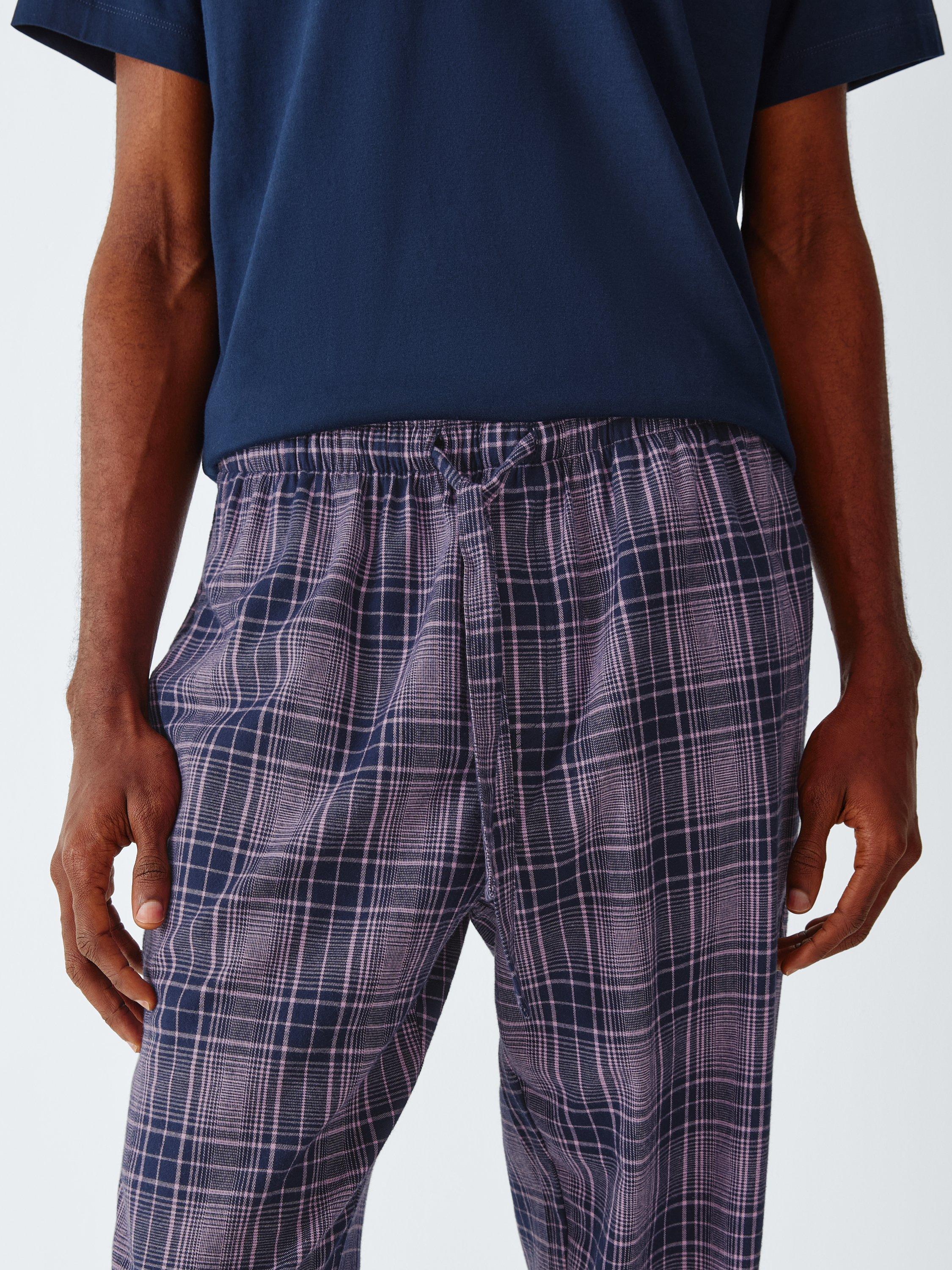Product image 5 of 6, which shows John Lewis Check Organic Cotton Pyjama Bottoms, Pink Mid, S