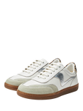 Moda in Pelle Bergamot Leather Lace Up Trainers, White/Silver